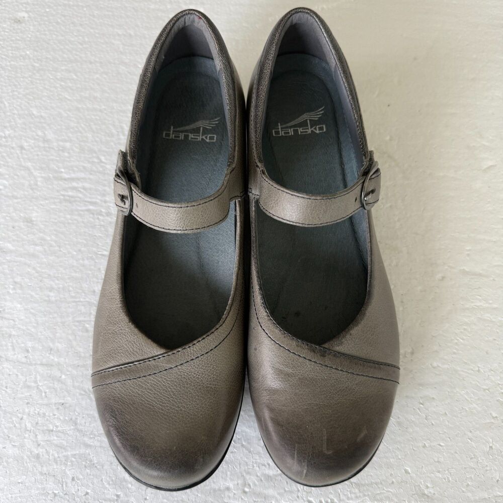 Dansko Women's Fawna Mary Jane Flat,Grey Burnished Nappa,38 EU/ 7.5–8 US